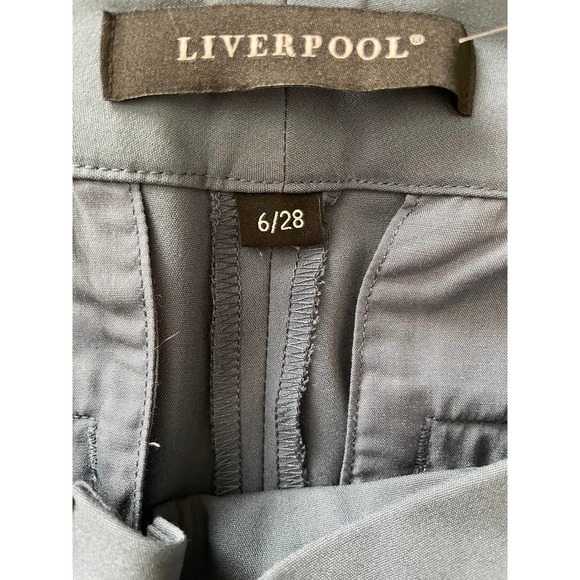 Liver Pool WOMENS Stretch Mid Rise Flat Front Pants Zip Fly Size 6/28 Blue - Picture 8 of 9